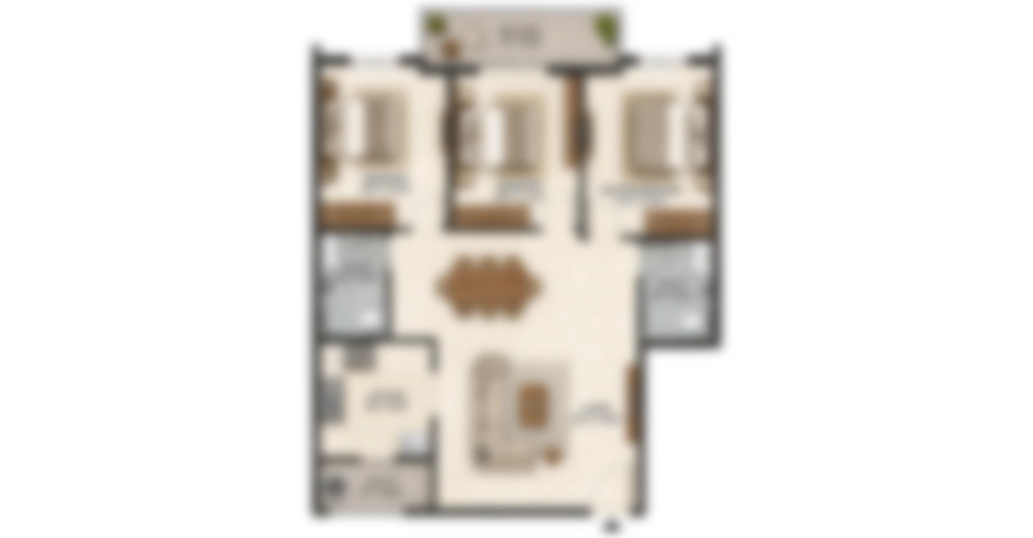 Olympia City 2 BHK Floor Plan